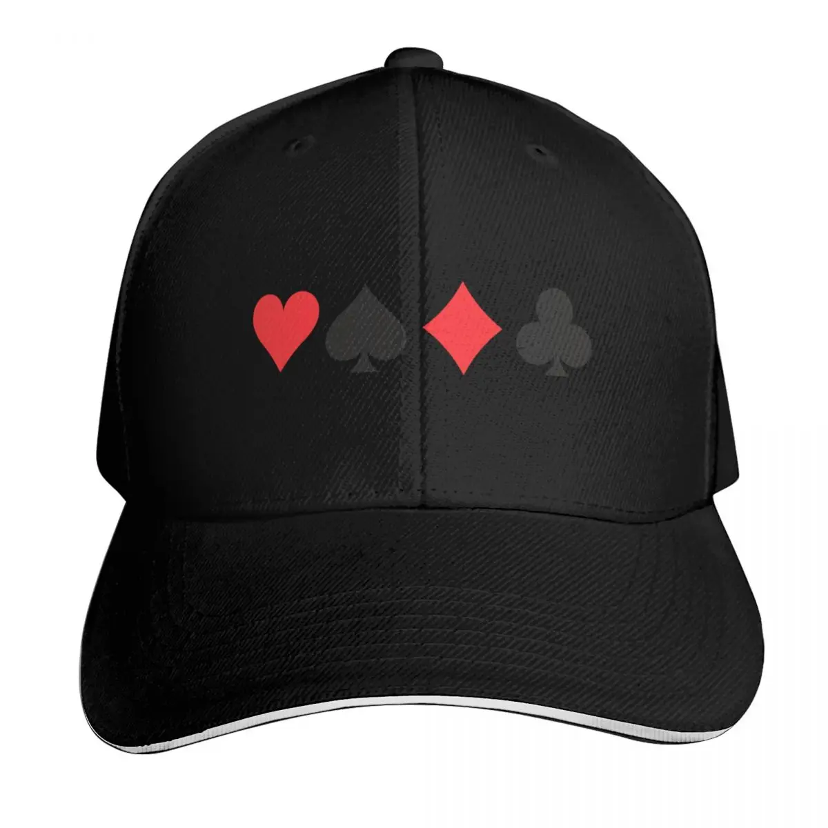 Suit cards spades hearts diamonds clubs design Baseball Cap Snapback Flat Bill Strapback Dad Hat Six Panel Structured Crown