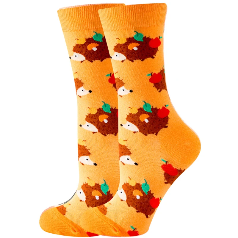 Chaussettes mi-tube en coton pour couples, chaussettes animaux personnalisées, chaussettes carillons alimentaires, automne et hiver, nouveau