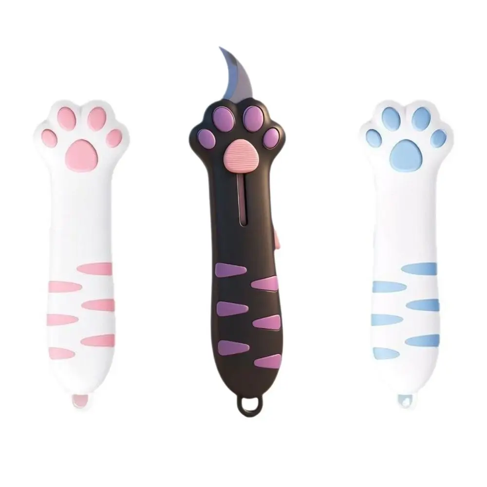 Creative Plastic Cat Paw Box Cutter Cartoon School Office Supplies Cat Box Paper Cutter Paper Cutting Tool School Supplies