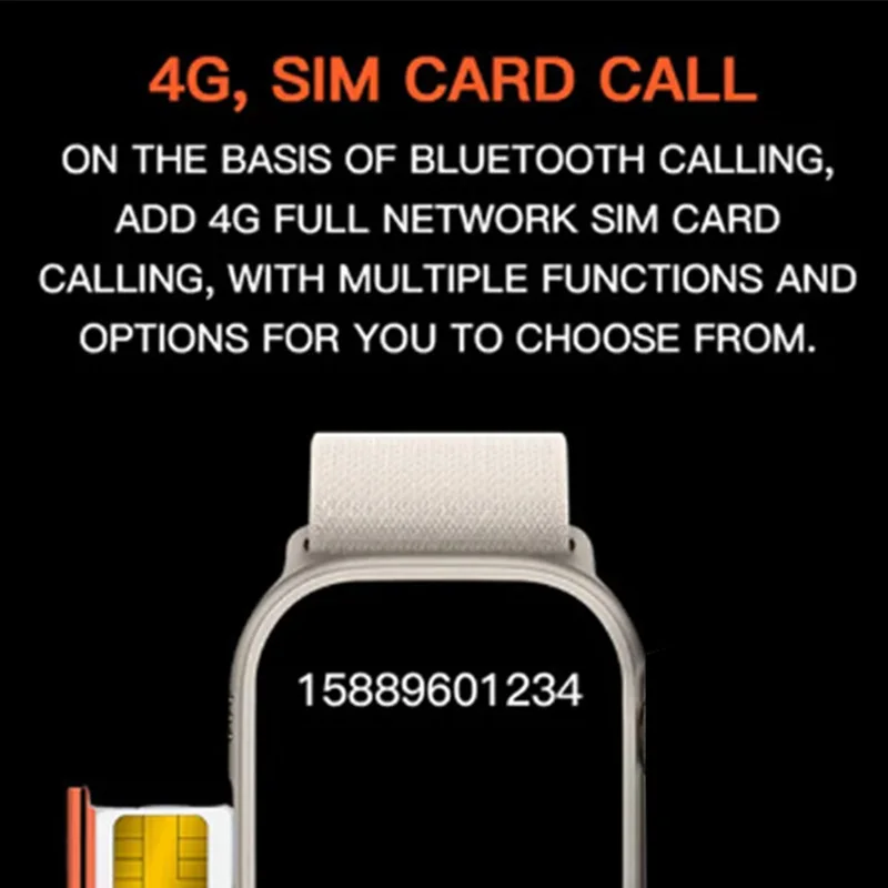 T97 SIM card, cellular network, 4G calling, smartwatch, sports support, APP, Bluetooth connection, TWS earphones, smartwatch