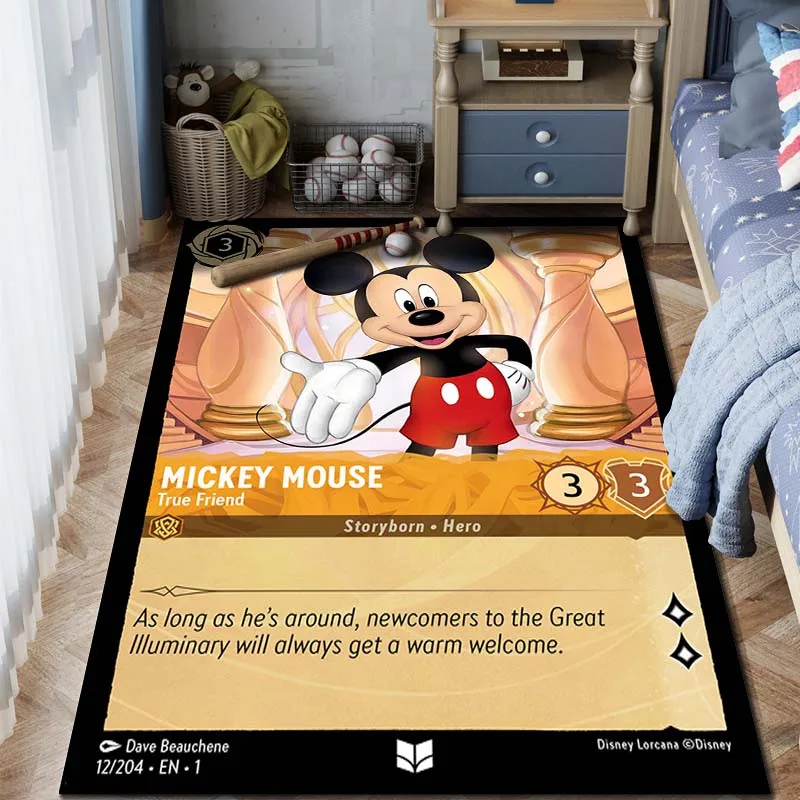 Disney Game Card Print Lorcana Tcg Carpet Rug for Home Living Room Bedroom Sofa Doormat Decor Non-slip Floor Mat Child Area Rug