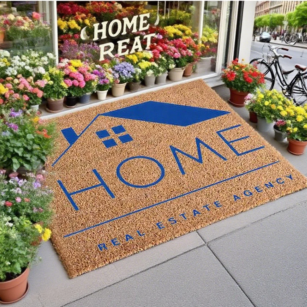 ممسحة بشعار مخصص لكلماتك هنا، حصيرة ترحيب أنيقة ومتينة، بساط سريع الجفاف لمنزل الشرفة والفندق والمؤسسات