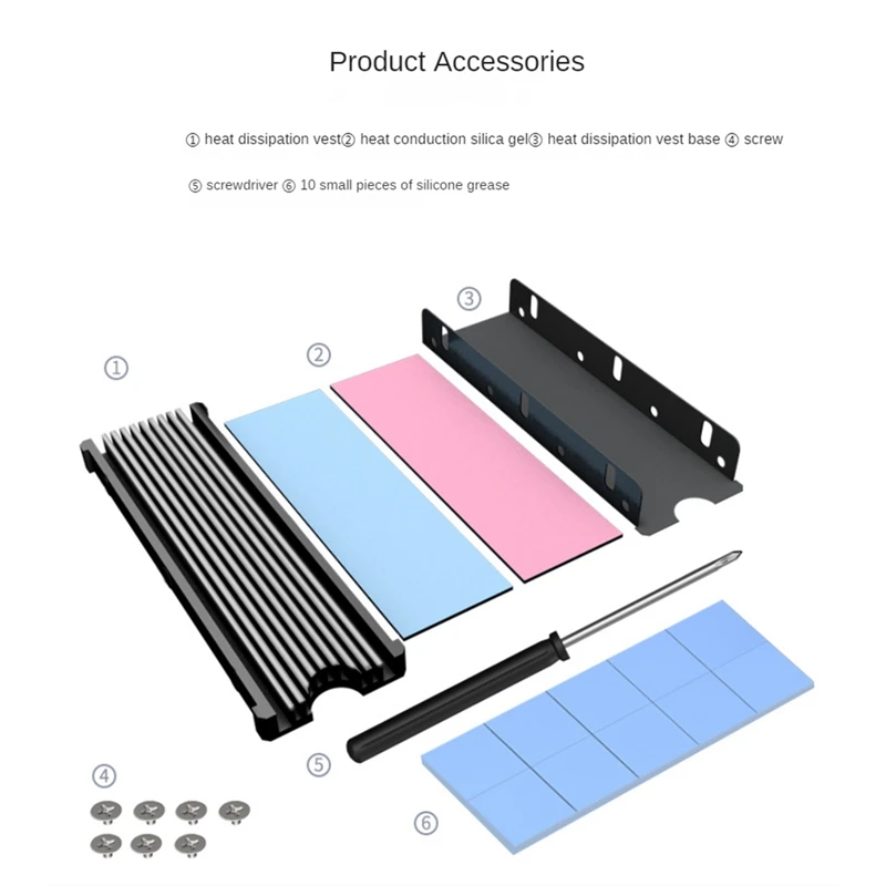 RISE-M.2 2280 SSD Heatsink For PS5 PC,NVME NGFF 2280 SSD Double-Sided Heat Sink Cooling With Thermal Silicone Pads