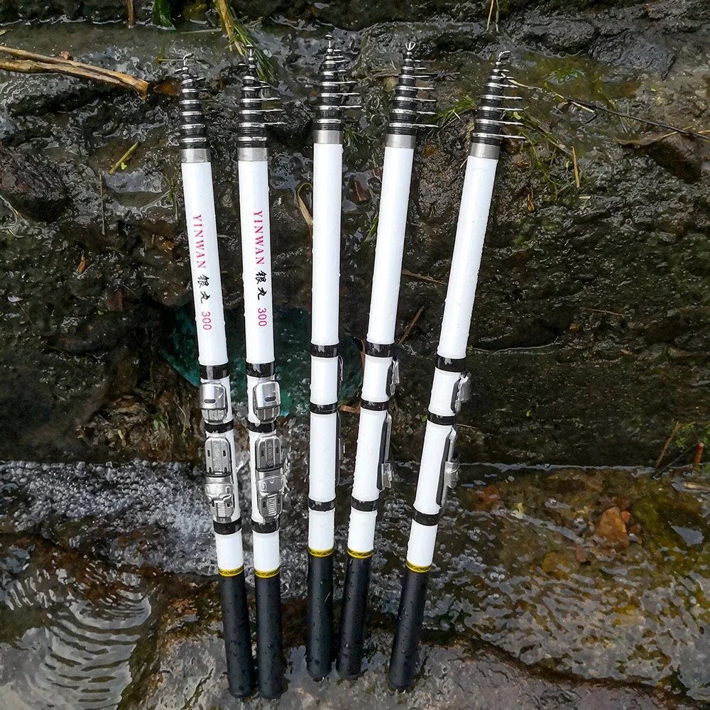 3M 2.7M 2.4M 2.1M 1.8M 1.5M Teleskop-Angelrute zum Felsangeln, Spinn-, Fliegen-, Karpfen- und Feederangeln, Kohlefaser, Pesca Mini Reiserute mit Rollenhalter – Detail 17