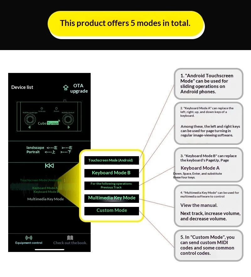 M VAVE Wireless Bluetooth Page Turner Smart Sheet Music Flipper Foot Pedal For Ios Android Piano Guitar Performance view 3