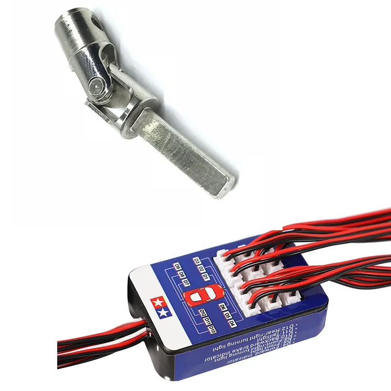A63T-1X Luz de Flash de simulación de freno de dirección de 12 LED para modelos a escala 1/10 y eje de conducción de Metal mejorado de 2 piezas para WPL Henglong