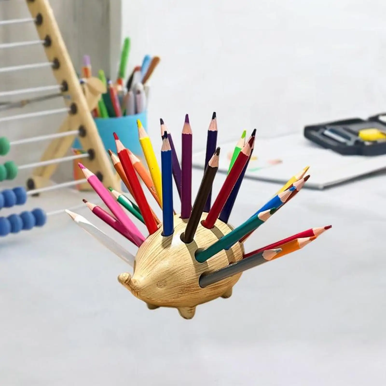 Tempat Pena Landak dengan Lubang Aksesori Dekoratif Perlengkapan Alat Tulis Organisasi Meja untuk Kabinet Kantor Desktop Rumah