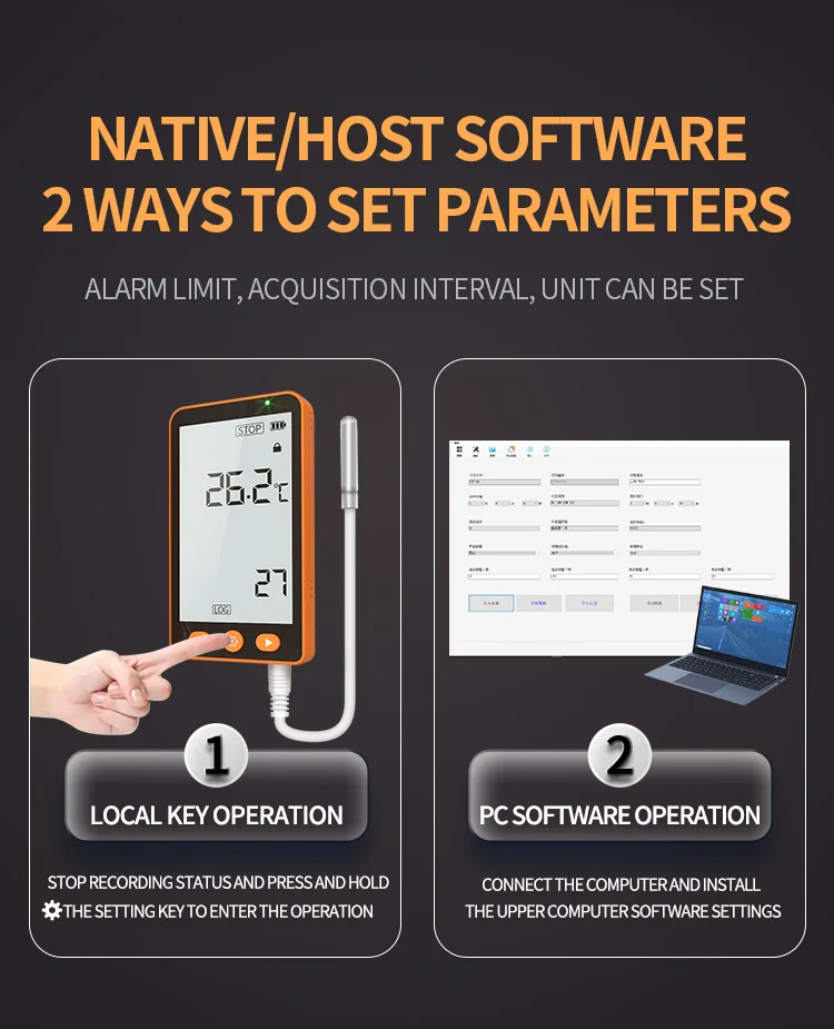 Aikesi GSP-70Pro LCD Data Logger Multi Reusable USB Laporan PDF Pencatat Data Suhu