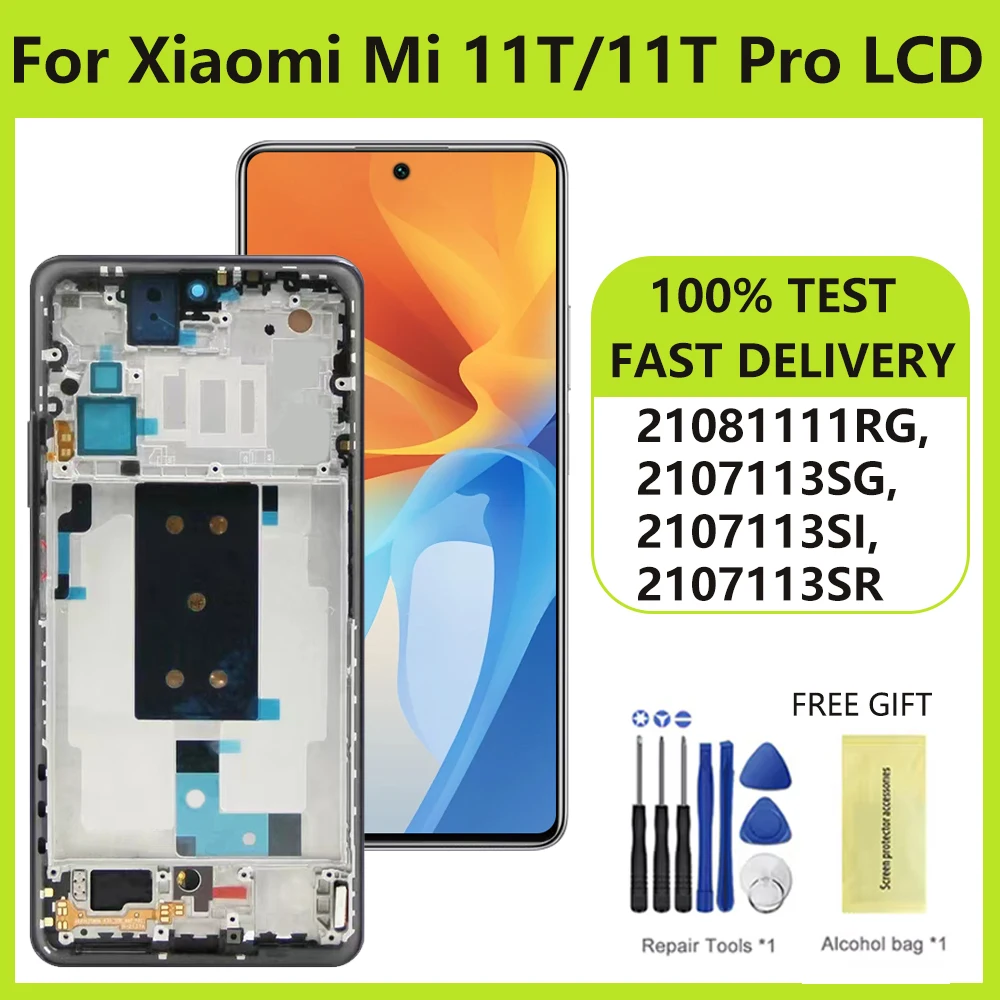 6.67\'\'AMOLED Display For Xiaomi 11T Pro LCD 2107113SG Display Touch Screen Digitizer For Xiaomi 11T LCD 21081111RG