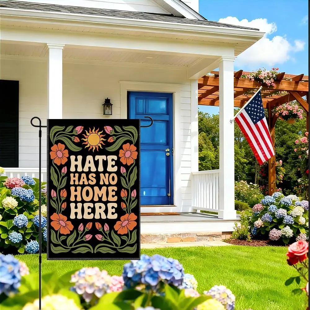 RZHV Hate Has No Home Here Spread Love Double-Sided Garden Flag for Outdoor House Yard Sign Garden Decor Parade, Community P WWP