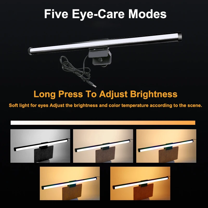 

Eye-Friendly LED Monitor Light – Hanging Desk Lamp with Stepless Dimming for Work & Gaming