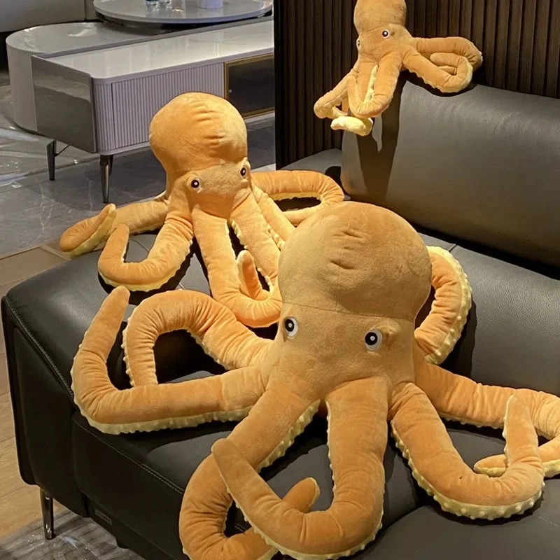 Octopus Plush Toy Creative Cute Octopus Yellow Short Plush PP Cotton Toy Children Adult Animal Sleep Pillow Couple Mesh Bag Gift