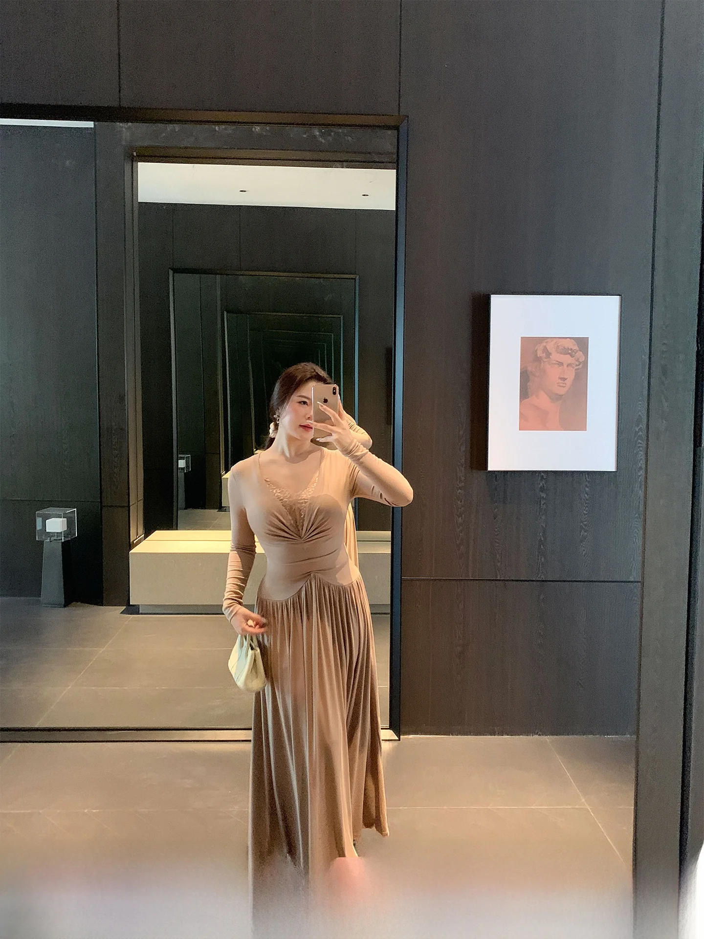 

Новое зимнее платье ML Jasmine больших размеров в винтажном стиле, А-силуэт, с кружевными вставками, вязаное, плиссированное, длинное, сексуальное, облегающее, с завышенной талией, с длинными рукавами