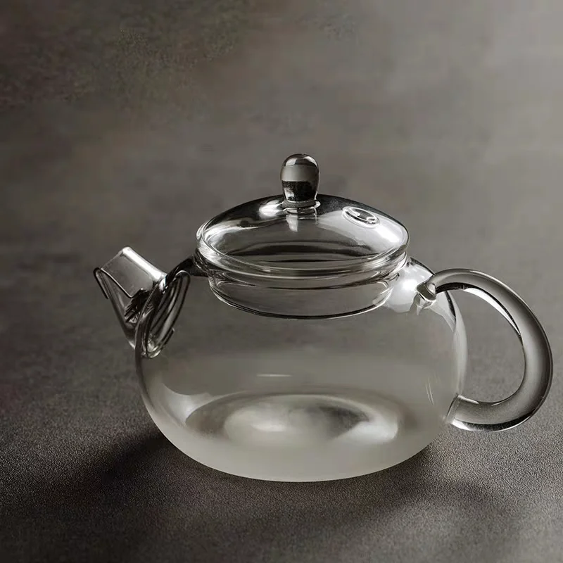 Japanese Minimalist Heat-resistant Cloud and Mist Frosting Small Kung Fu Glass Teapot With Filter Flower Kung Fu Tea Pot Teaware