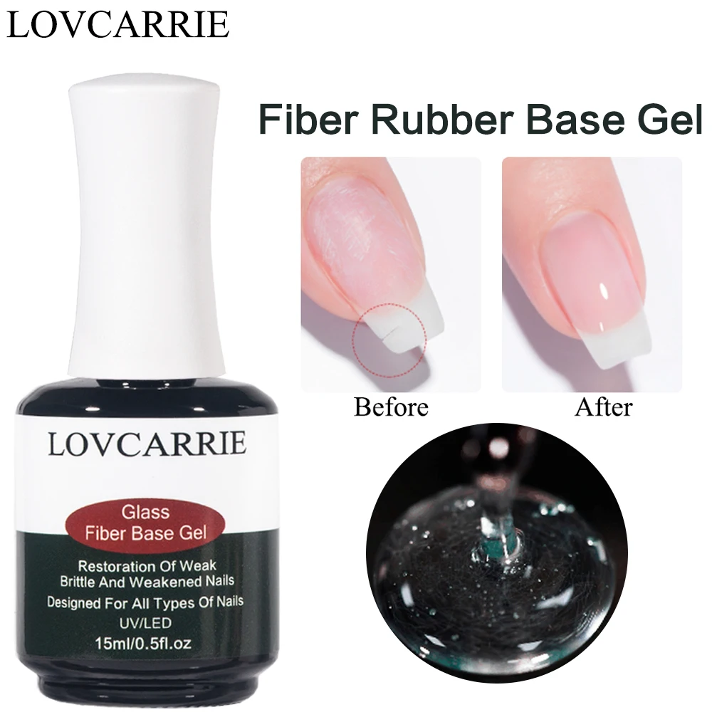 LOVCARRIE Smart Fiber Base Coat Gel Nail Polish Clear Milky White Pink Nail Strengthener Hardener Semi Permanent UV Gel Varnish