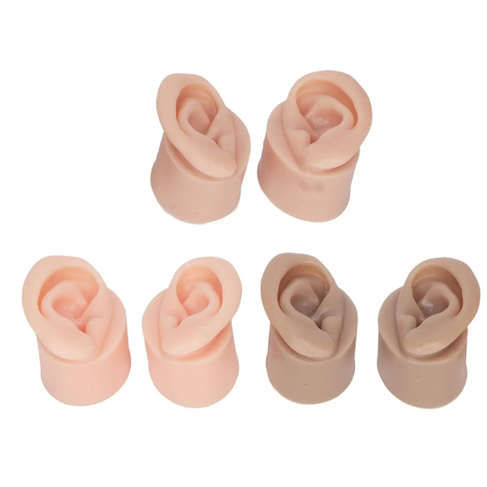 

Soft Silicone Realistic Ear Model Set for jewelry Display 3 Pairs Elastic Auditory Meatus Design