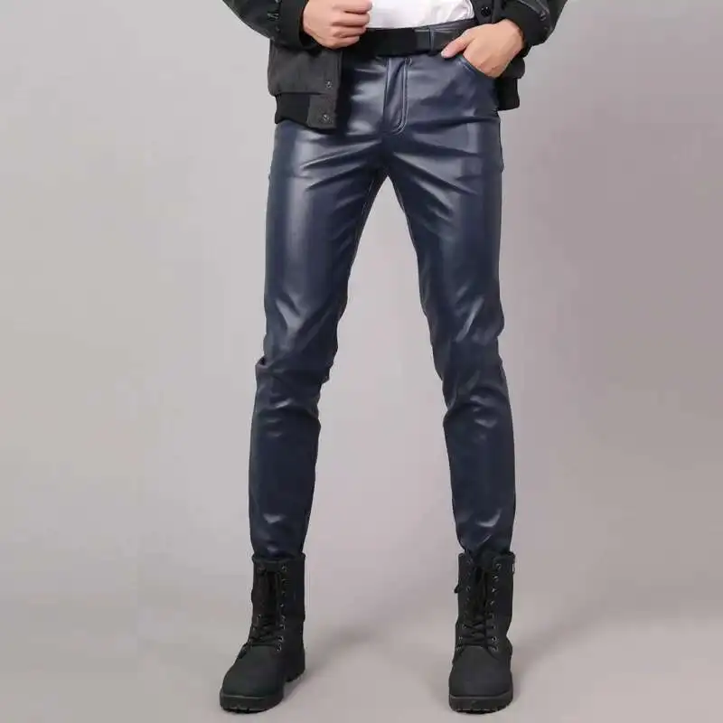 HKSH Primavera Estate Nuovi Uomini Marea Elastico Slim Fit Moda Danza Performance Bar Punk Chic Streetwear Pantaloni di pelle moda HK4231