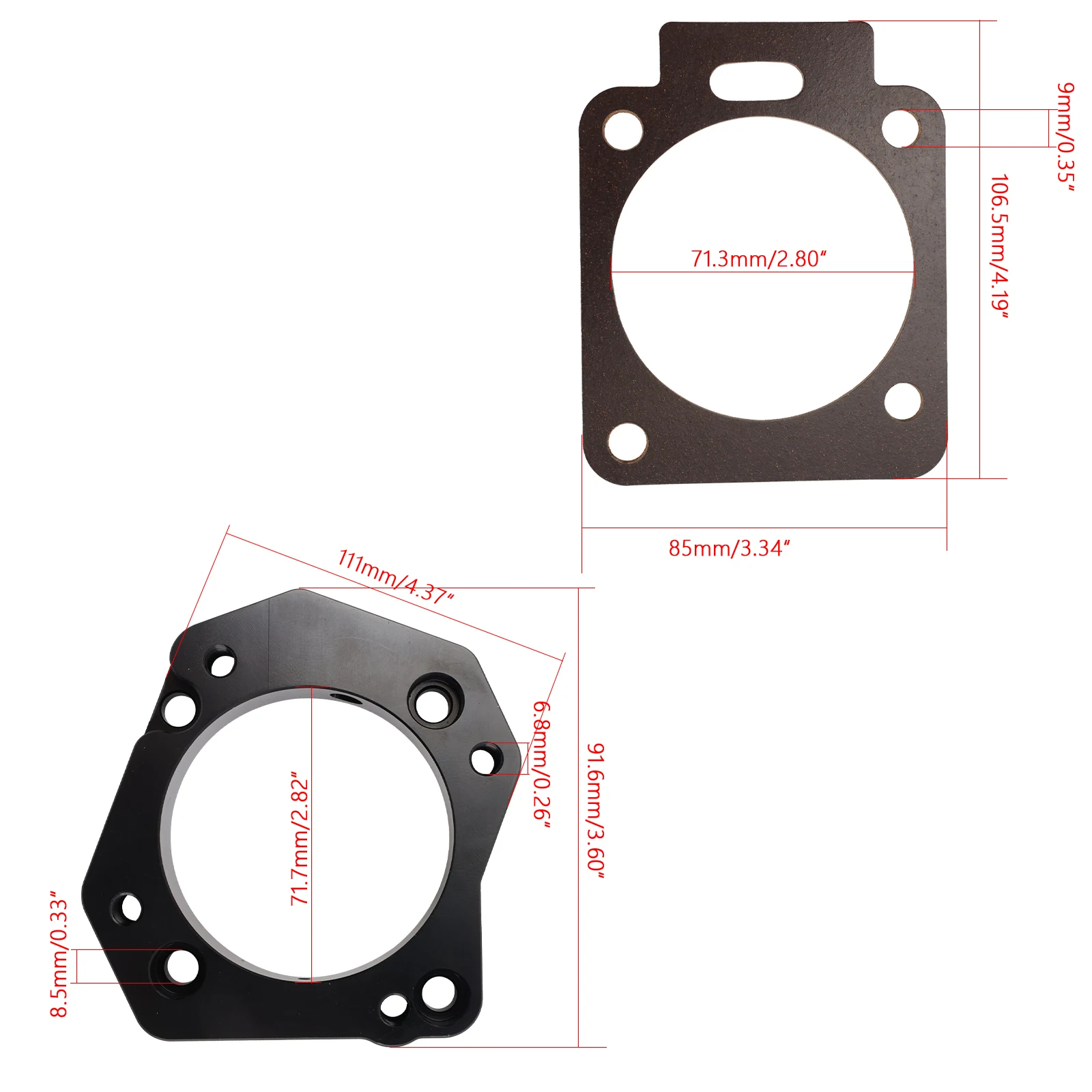Performance 72mm RBC To PRB Throttle Body Adapter Billet Aluminum Kit For Acura RSX Honda Civic Si K20 K24 K Swap Build