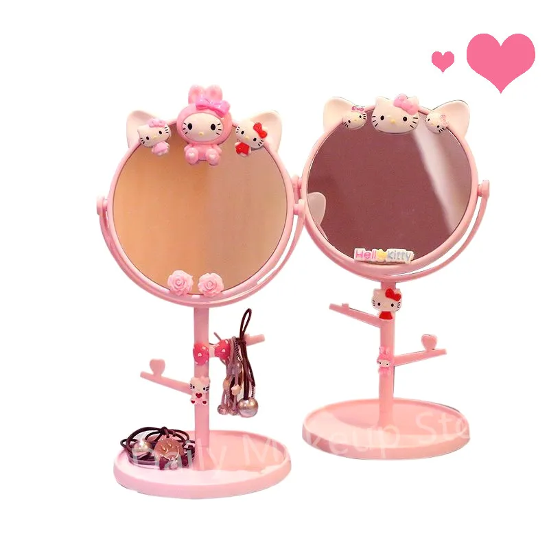 

CSHOU305 Cartoon Desktop Makeup Mirror Desktop Princess Mirror Cute Girl Student Dressing Pink Mirror With Storage Mirror