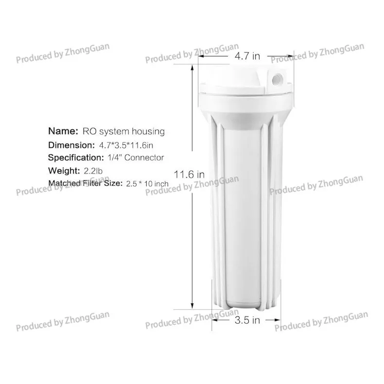 10inch Reverse Osmosis Water Filter Housing for Ro Filtration System - 1/4
