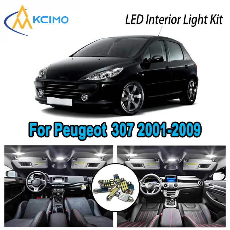 

Premium Bright LED Interior Light Kit for Peugeot 307 2001-2009 2002 2003 2004 Dome Map Trunk Car Lamps with Canbus No Error