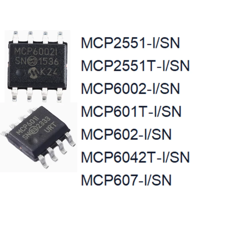 10 قطعة MCP2551-I/SN MCP2551T-I/SN MCP6002-I/SN MCP601T-I/SN MCP602-I/SN MCP6042T-I/SN MCP607-I/SN الأصلي SOP8 DIP IC #1