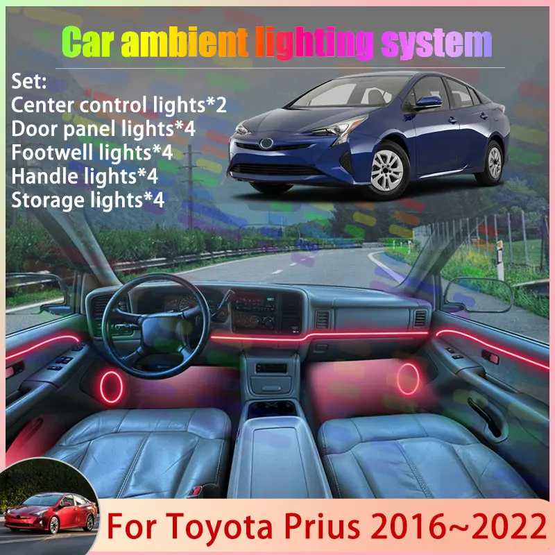 

Для Toyota Prius MK4 4th XW50 2016 ~ 2022 2017 2018 2/18 в 1 автомобильный атмосферный светильник RGB абажур ансамбль стример атмосферный набор