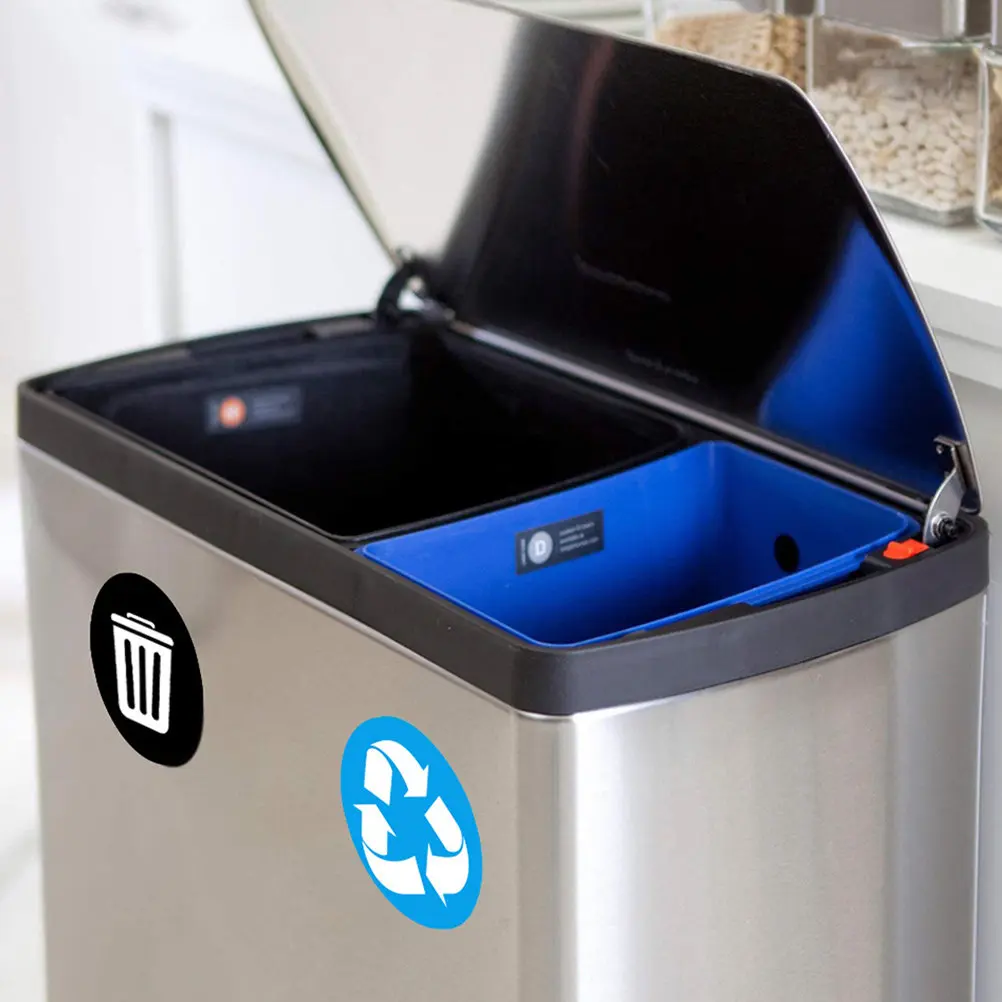 

1Set 6 Sheets Self Adhesive Garbage Sorting Stickers High Quality PVC Waterproof Wear Resistant Waste Bin Decals for Easy