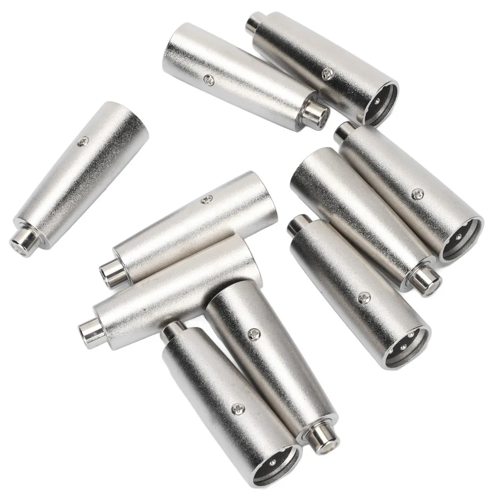 10PCS Female to Male RCA to 3 PIN XLR Adapter Noise Reduction Balanced Signal Conversion Audio Converter Adapter