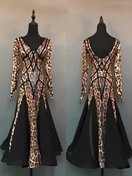 Professional Ballroom Dance Competition Dress Women Leopard Modern Tango Performance Wear Prom Waltz Dancing Dresses DL11357