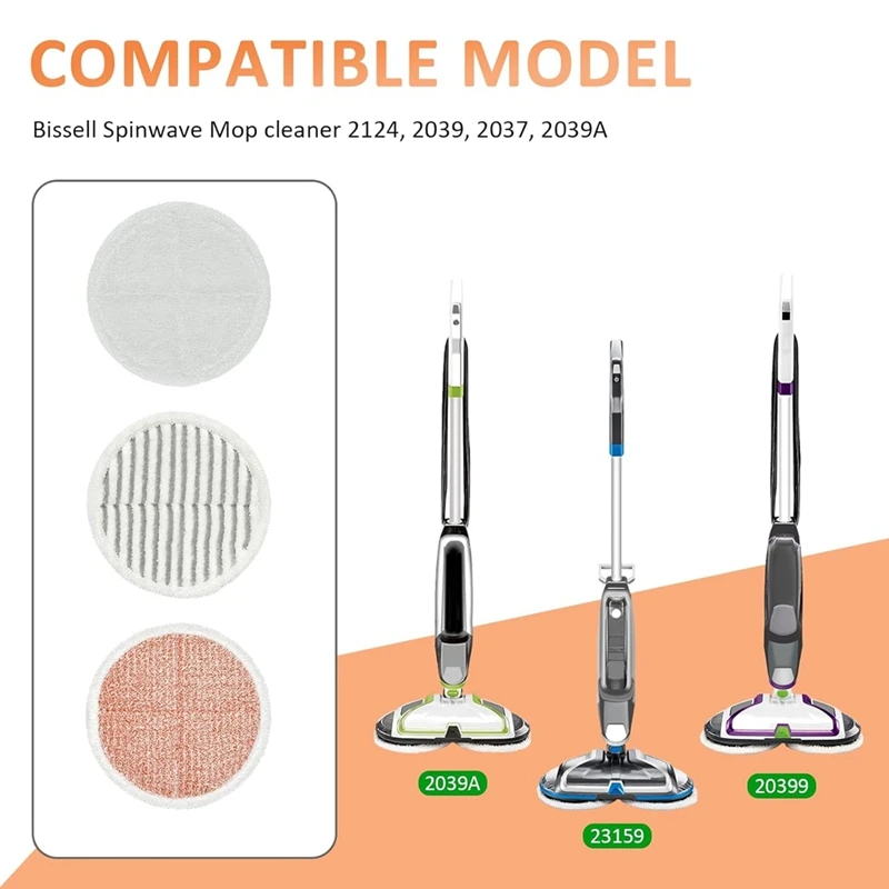 Almofadas de esfregão lavável substituição, esfregão lavável, espanador Spinwave, 2124, 2039, 2037, série 2039A, esfregão de piso duro, 10pcs