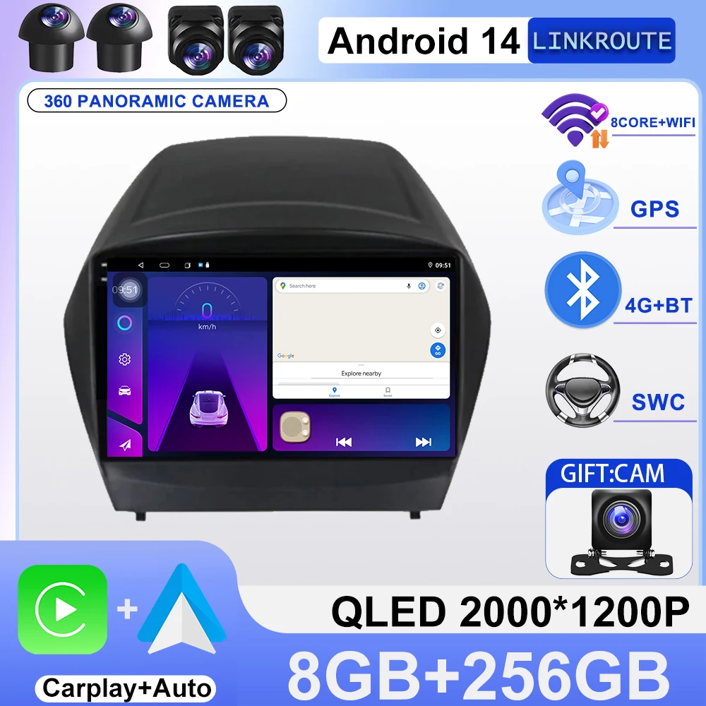

Android 14 Carplay Auto Car Radio Multimedia Player For Hyundai Tucson 2 LM IX35 2009-2015 Autoradio GPS Stereo 2din Head Unit