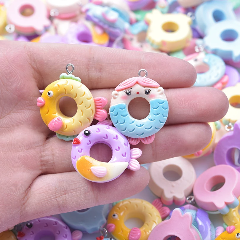 20pcs Random Mix Food Accessories Ice Cream Doughnut Charm Pendant Jewelry Making Bulk Resin Materials To Make Earrings Keychain