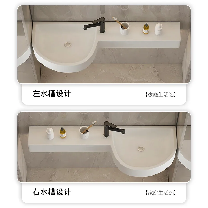 Small apartment bathroom wash basin Mini artificial quartz stone washbasin Wall-mounted countertop integrated basin