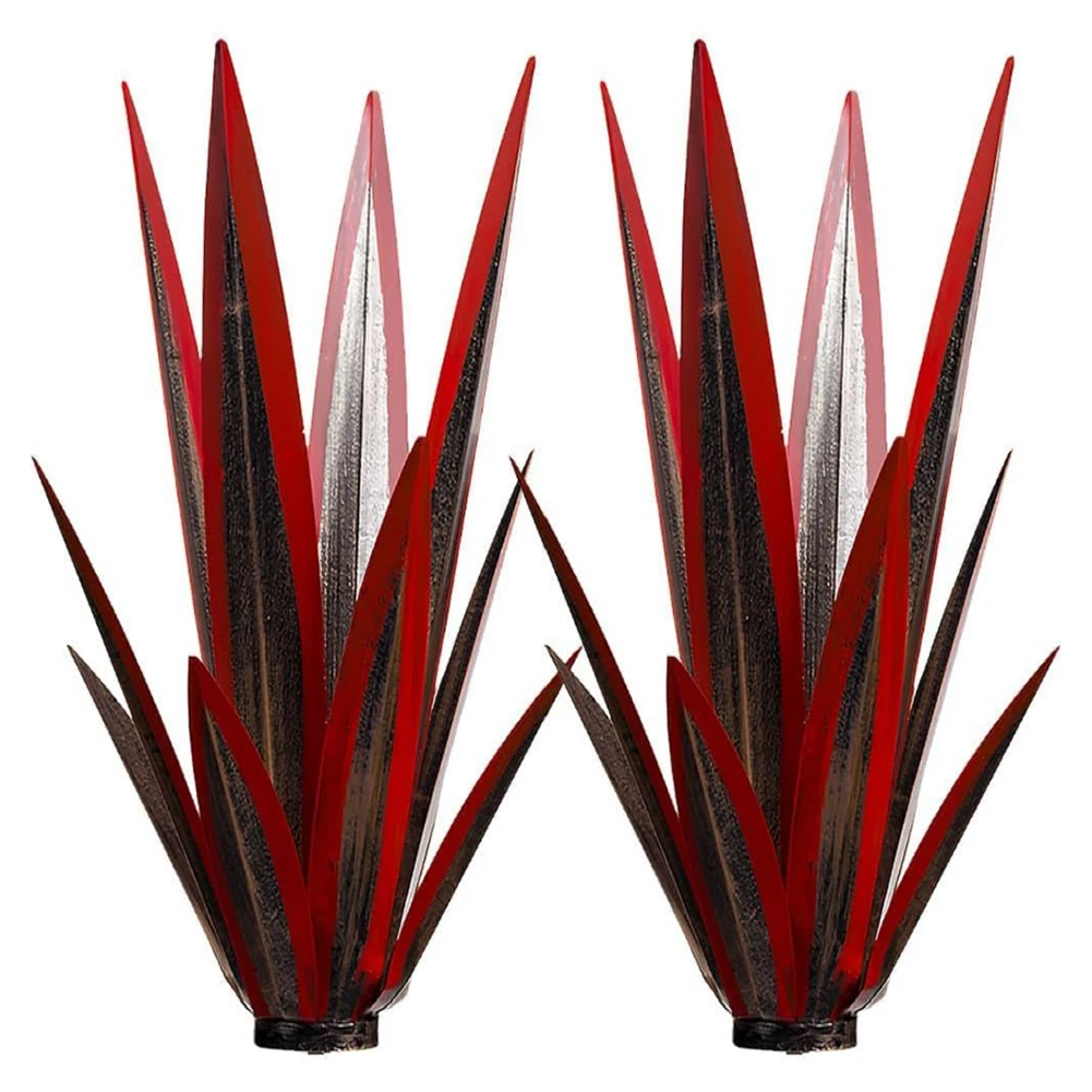 2er-Pack Metall-Agave-Pflanzen, Gartenkunst, Metall-Tequila-Landskulptur, DIY, rustikales handbemaltes Metall-Agave für Terrasse, Hof im Freien