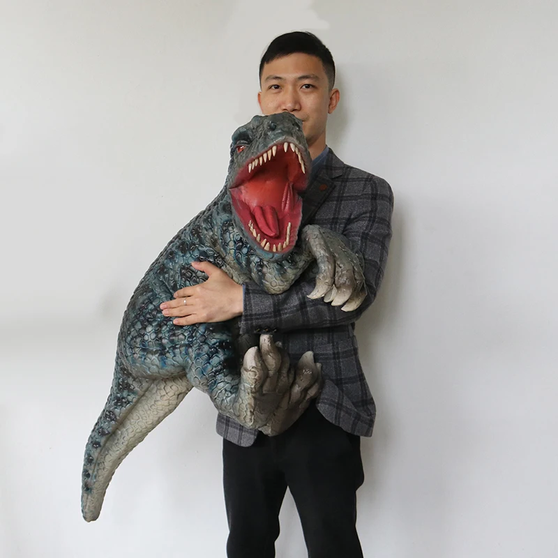 Cute Hand Control Silicone realistico T-rex Baby Animatronic Dinosaur Raptor Puppet Costume Cosplay