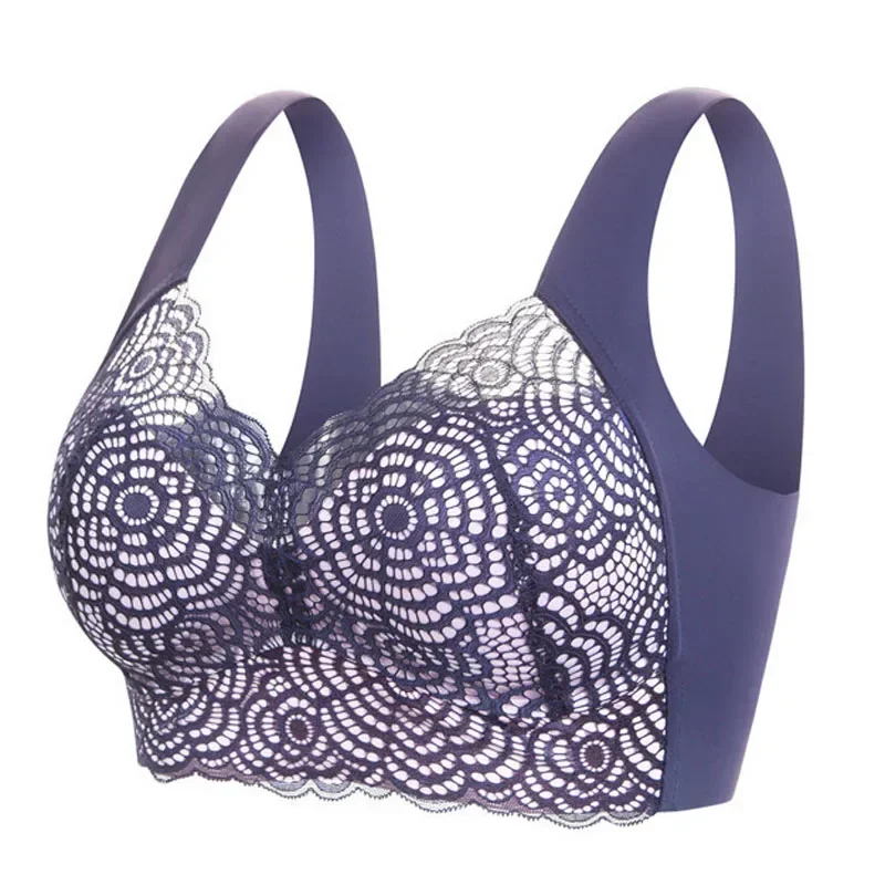 

Бесследный бюстгальтер большого размера для женщин, кружевной тонкий беспроводной жилет, спортивный бюстгальтер пуш-ап для сна, нижнее белье, полое нижнее белье