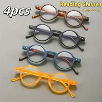 Paquete de 4 gafas de lectura con diseño vintage único retro, montura redonda pequeña unisex, nuevo estilo, adecuadas para LEER