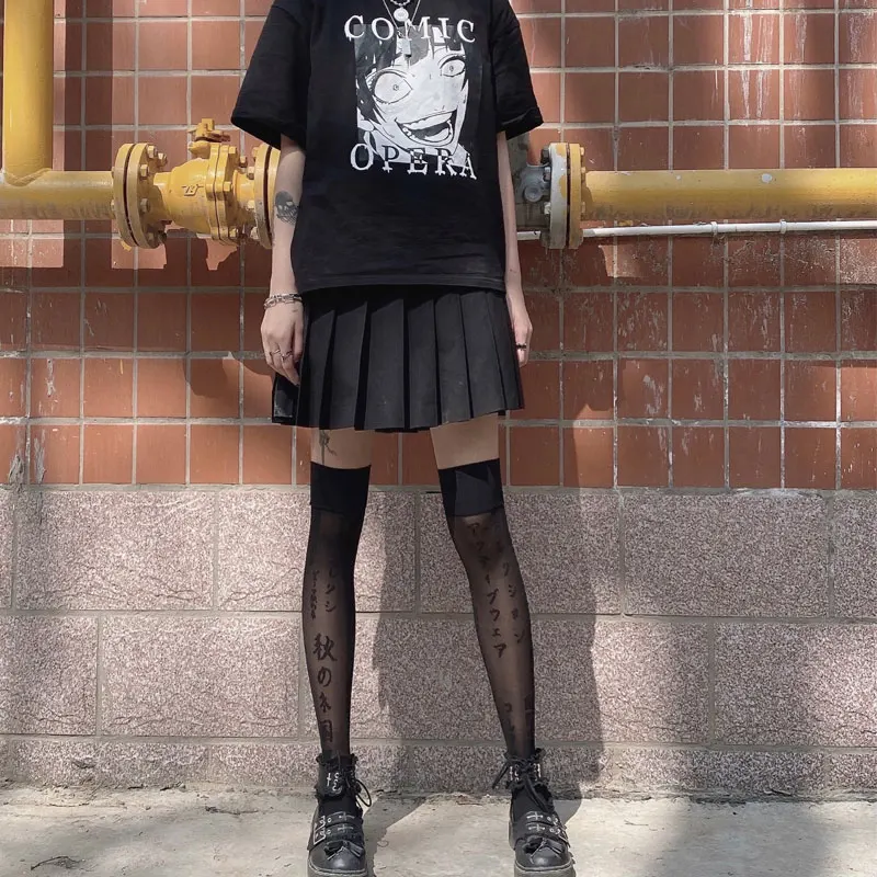 Halloween Goth loli japońskie pończochy czarny seksowny, obcisły damski Pantynose Lolita Gothic bodystocking Kawaii przebranie na karnawał