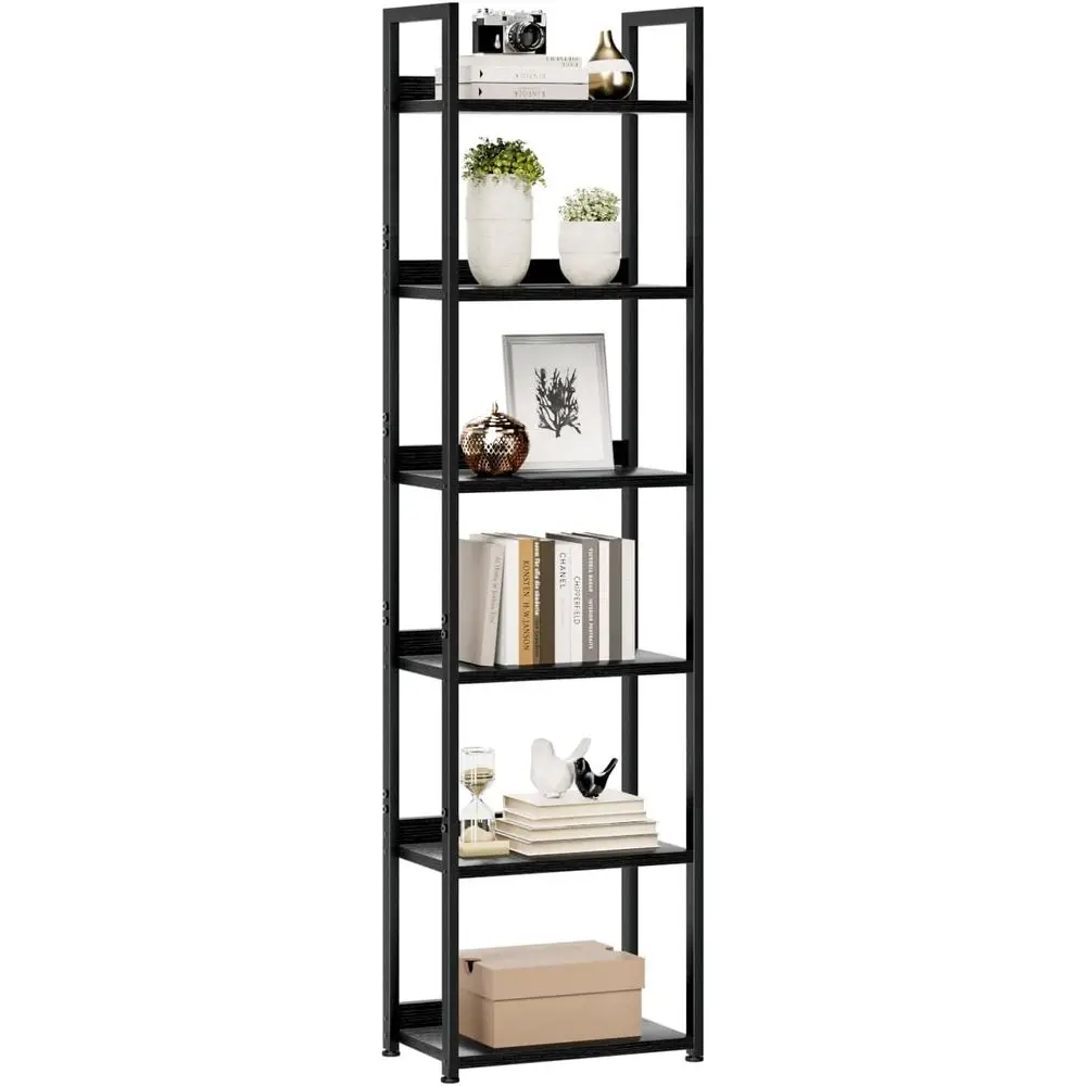 

Narrow Bookshelf, 6 Tier Bookshelves, Home Office Bookcase Shelf Storage Organizer, Free Standing Storage Shelving Unit for Bedr