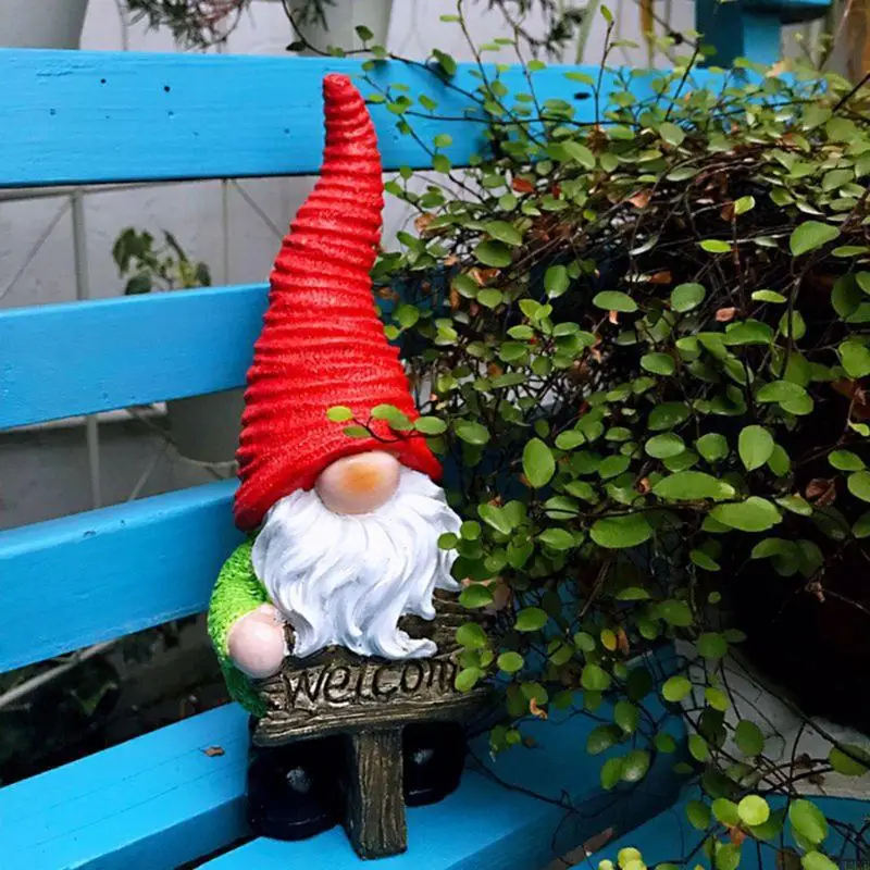 L9NB Resin Garden Gnome Statue Yard Decoration Front Porch Dwarf Elf Figurines Outdoor Ornaments Villa Home Decor