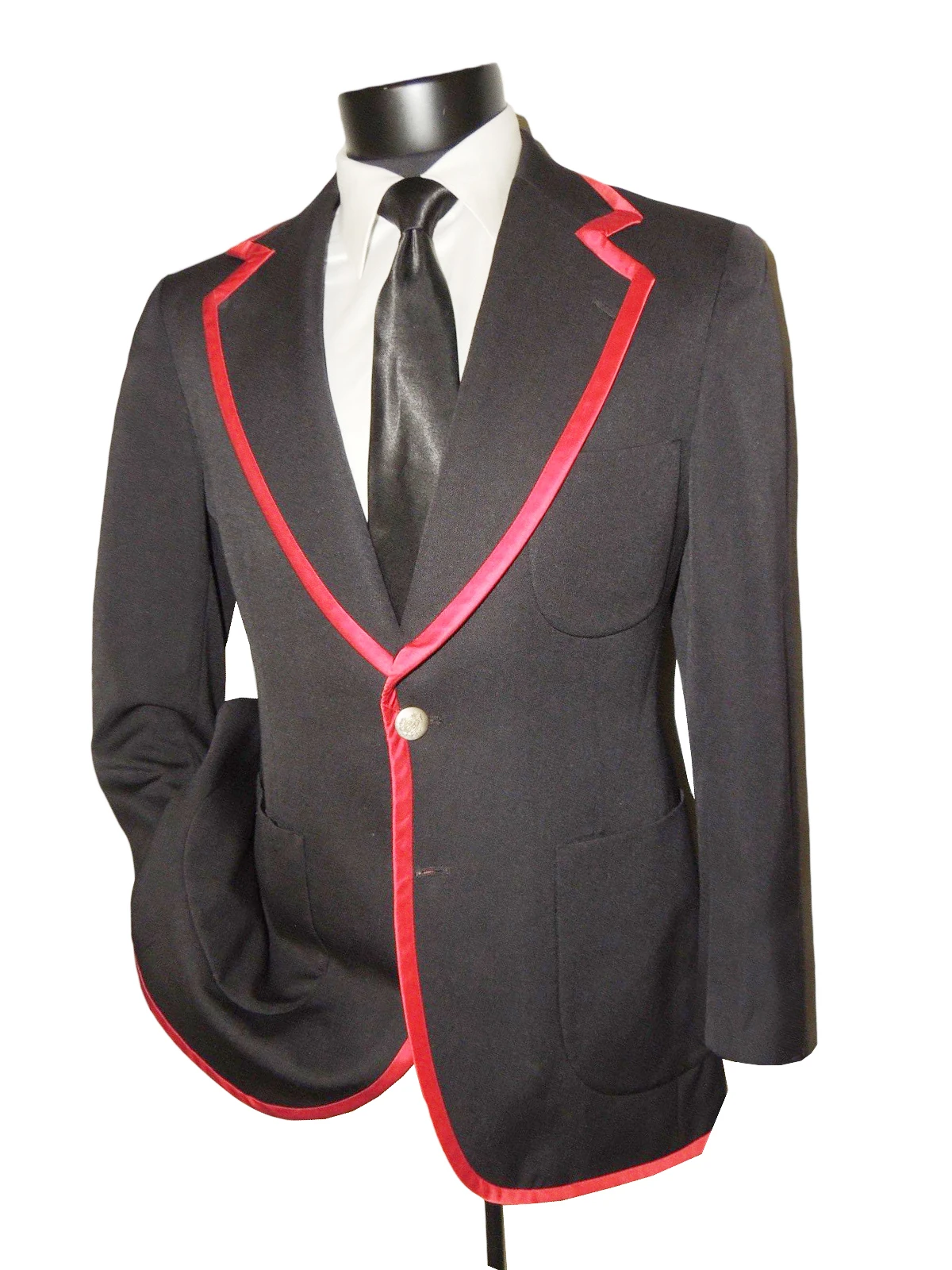 Blazer pernikahan pria merah hitam kerah berlekuk tuksedo ramping sesuai pesanan mantel Formal pakaian pengantin pria bisnis dibuat khusus hanya satu jaket