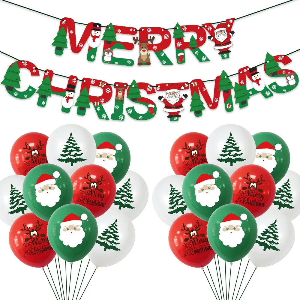 10/12/14pcs Balloons Christmas Tree Santa Claus Deer Balloon Merry Christmas Home Decoration Party Xmas Supplies