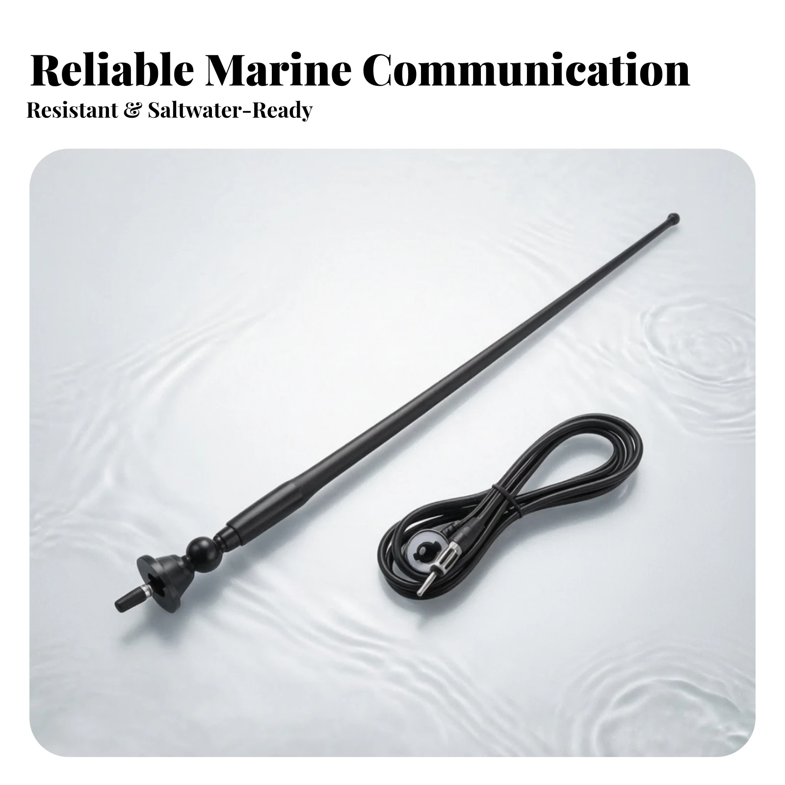 Whip Antenna with Cable Robust Marine Antenna with Base Slim Omnidirectional for Boats, RVs