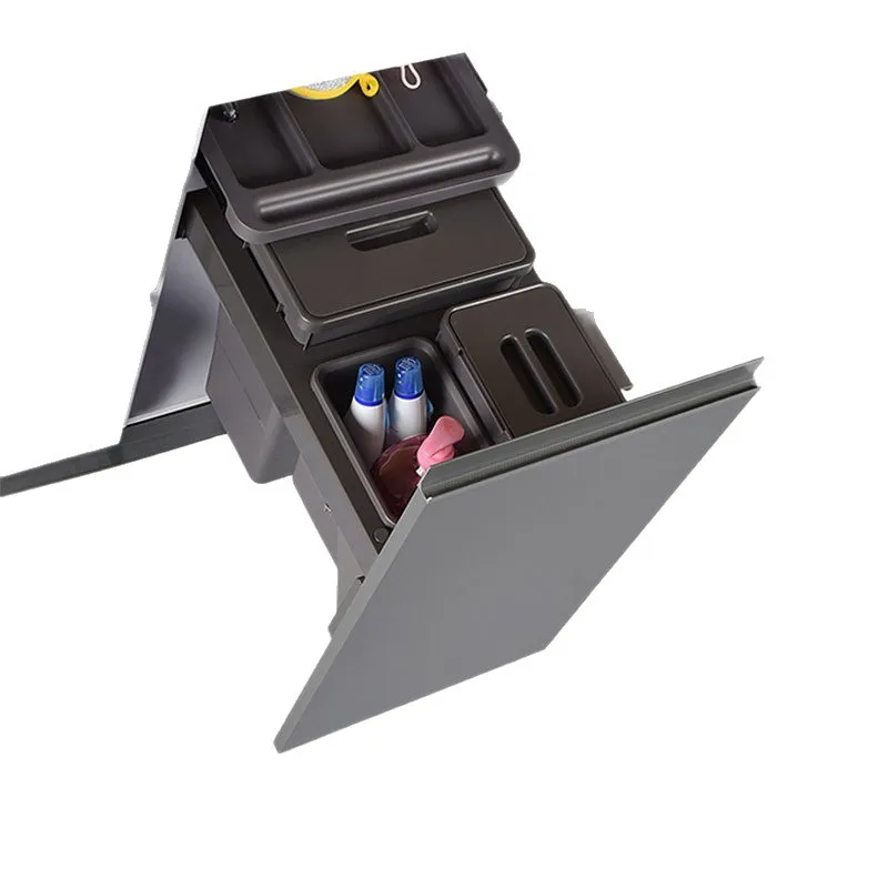 

Large capacity trash can kitchen embedded light luxury sink cabinet hidden pull classification