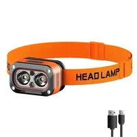 ABS Plastic Sensors Orange Headlamp 3 Light Source Portable Head Lamps Super Bright Outdoor Night Run LED Lighting Headlights