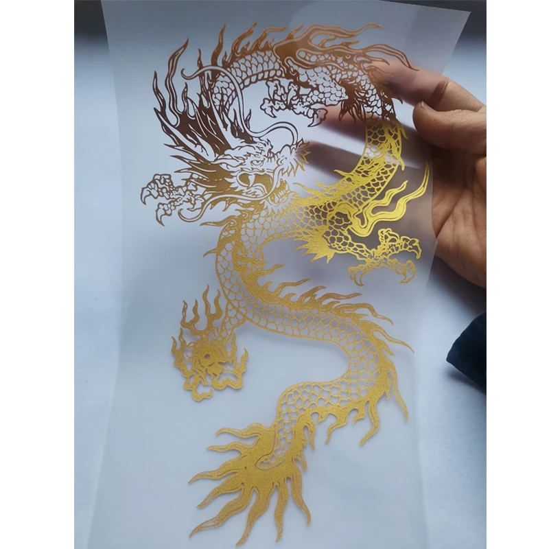 

New Chinese Style Heat Transfer Printing Golden Dragon Pattern Tang Suit School Uniform Dragon Totem Element Heat Transfer Film