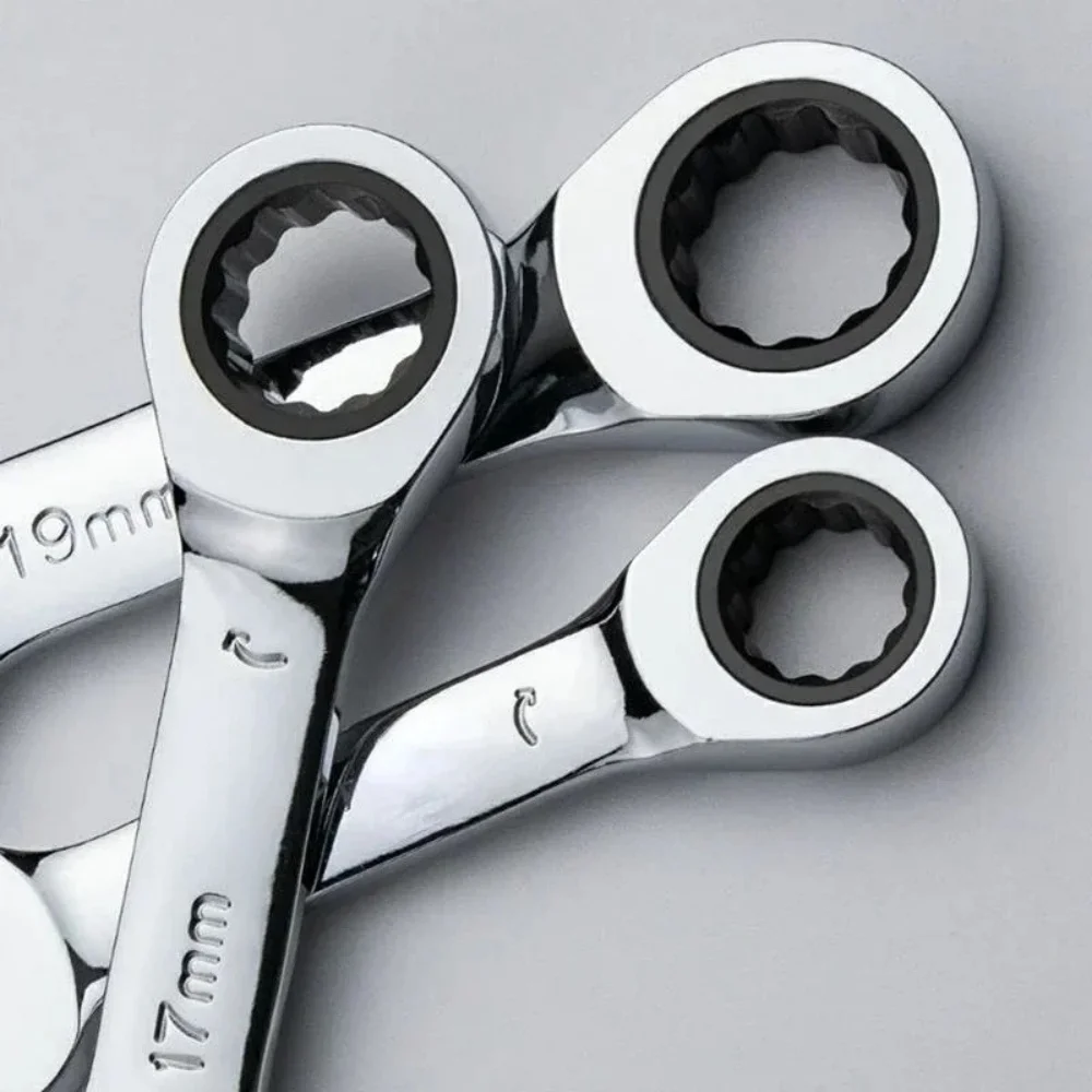 6-19 مللي متر مقبض قصير مفتاح بسقاطة سريع 72 أسنان متعددة الوظائف محمولة قصيرة ذات الاستخدام المزدوج زهر البرقوق مفتاح ربط صغير أدوات يدوية #4