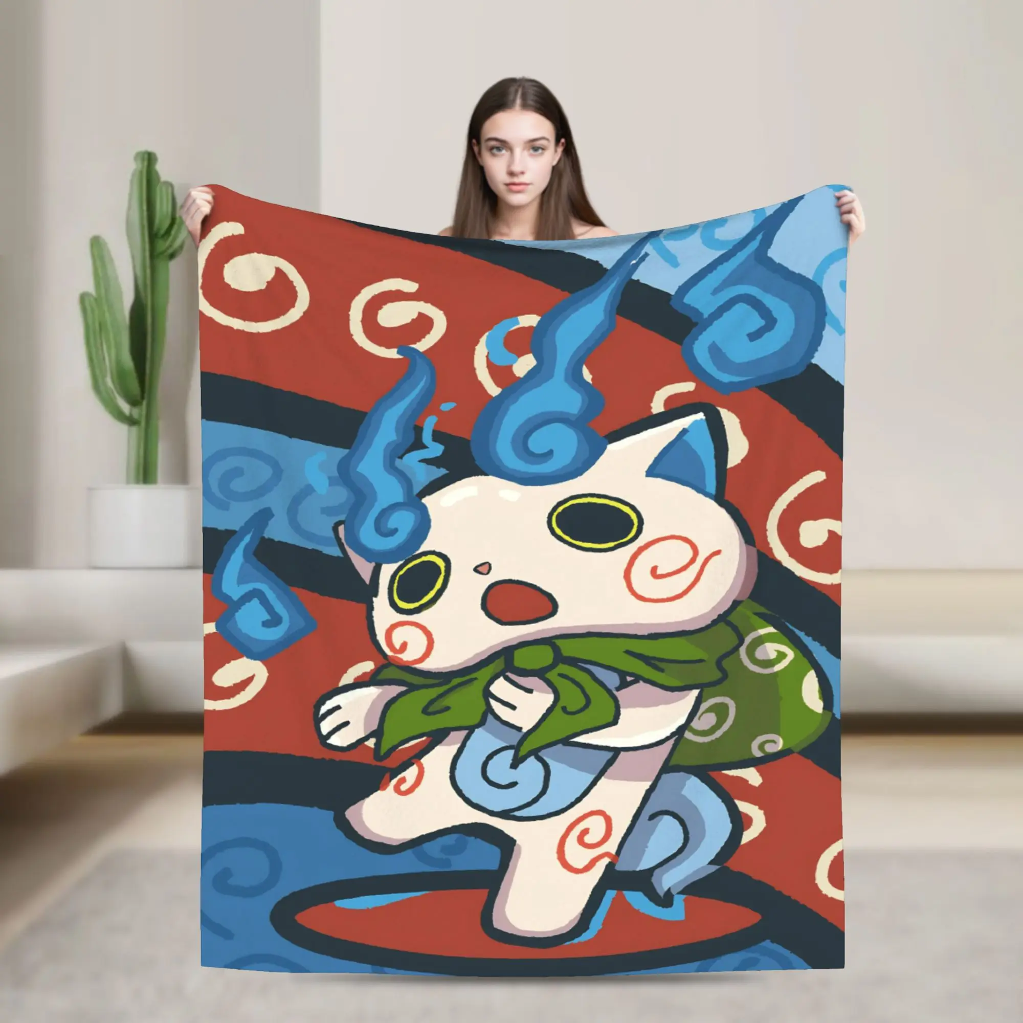 Yokai Watch Game Fleece Throw Blanket Komasan Blankets for Bedding Office Warm Bedding Throws