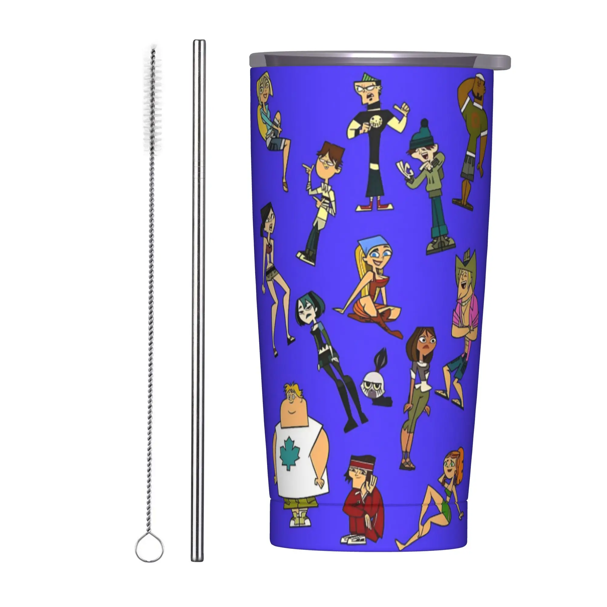Totals Dramas Tumbler Vacuum Insulated Animated Sitcom Thermal Cup with Lid Straw School Mug Spill Proof, 20oz